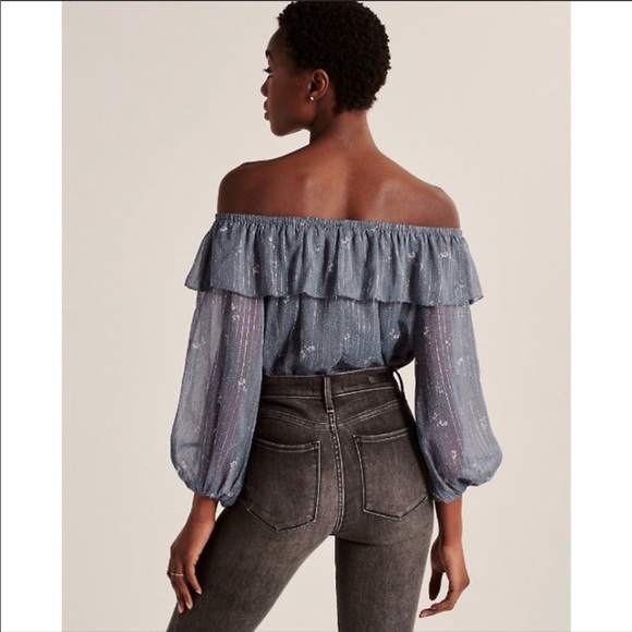 NWT Abercrombie Off-the-Shoulder Chiffon Bodysuit - Picture 3 of 6